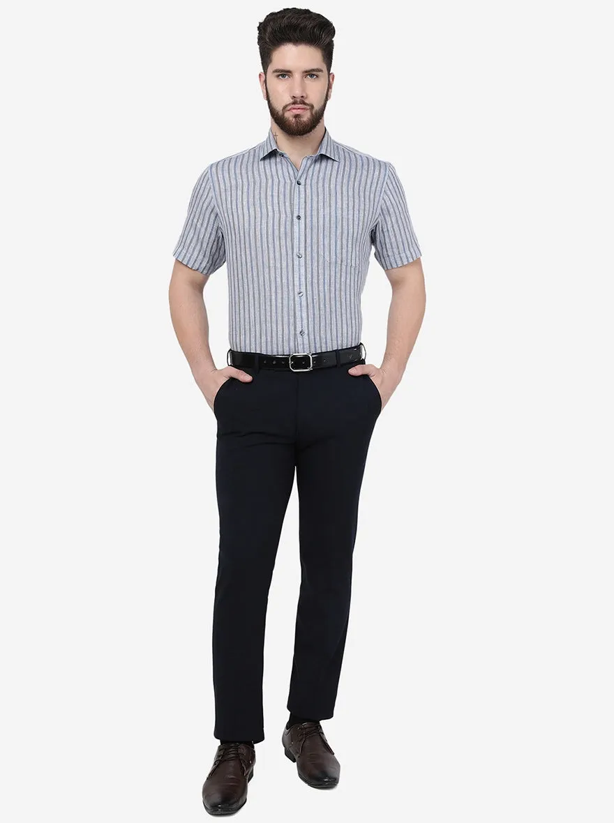 Blue Striped Regular Fit Formal Shirt | JadeBlue