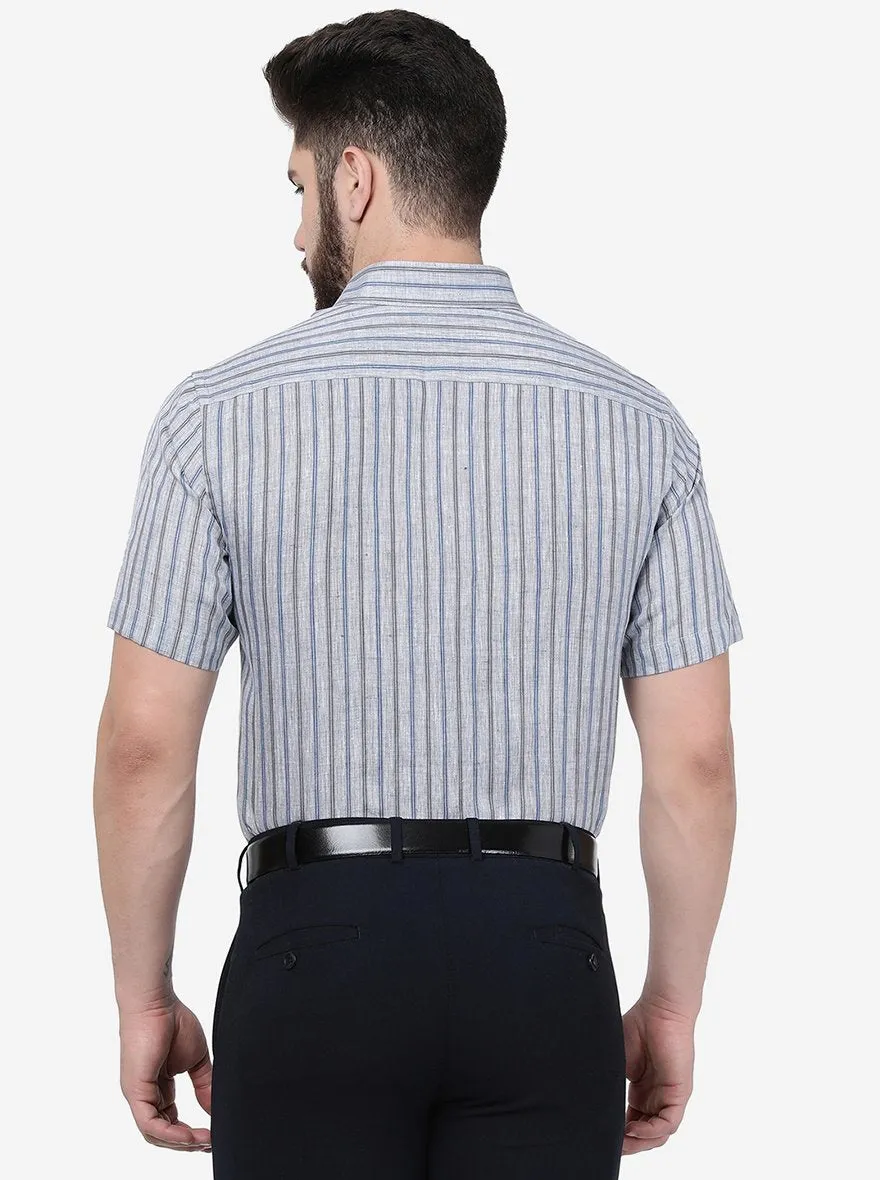 Blue Striped Regular Fit Formal Shirt | JadeBlue