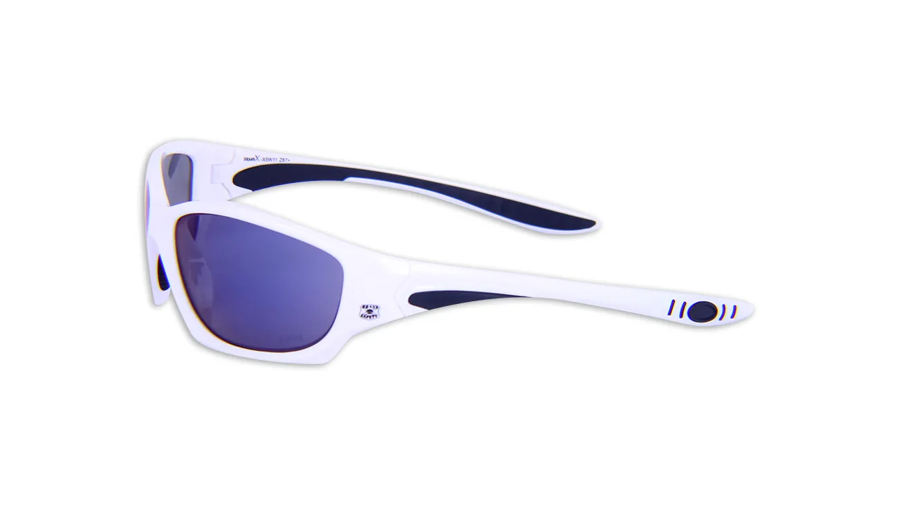 BrandX X5W11 HD Blue mirror Anti-Fog Lens, White Frame (case of 200)