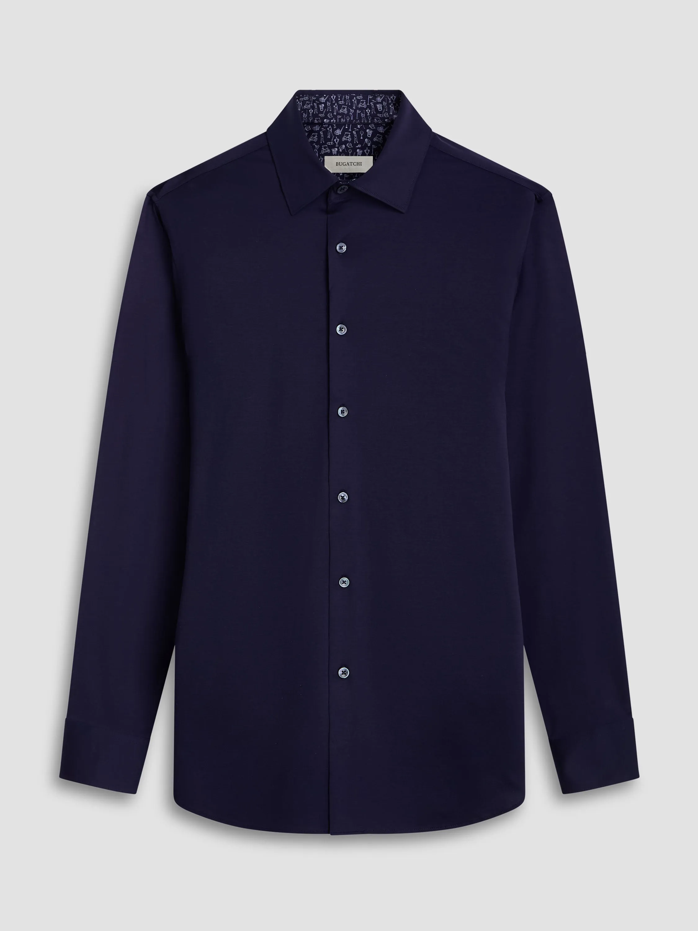 Bugatchi Double Face Ooohcotton Long Sleeve Shirt - Navy