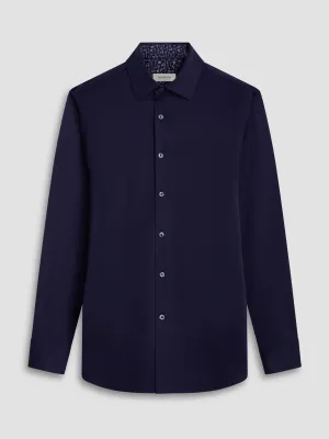 Bugatchi Double Face Ooohcotton Long Sleeve Shirt - Navy