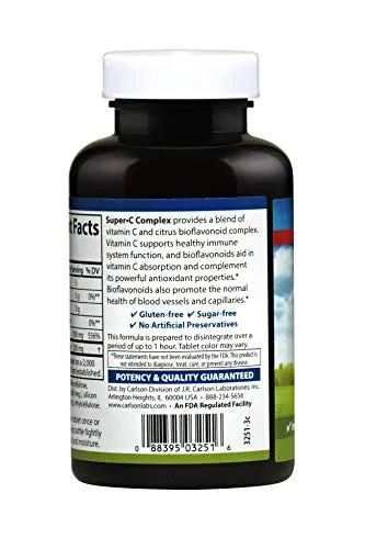 Carlson Super C Complex 500 mg Vitamina C 500 mg Citrus Bioflavanoids, 1