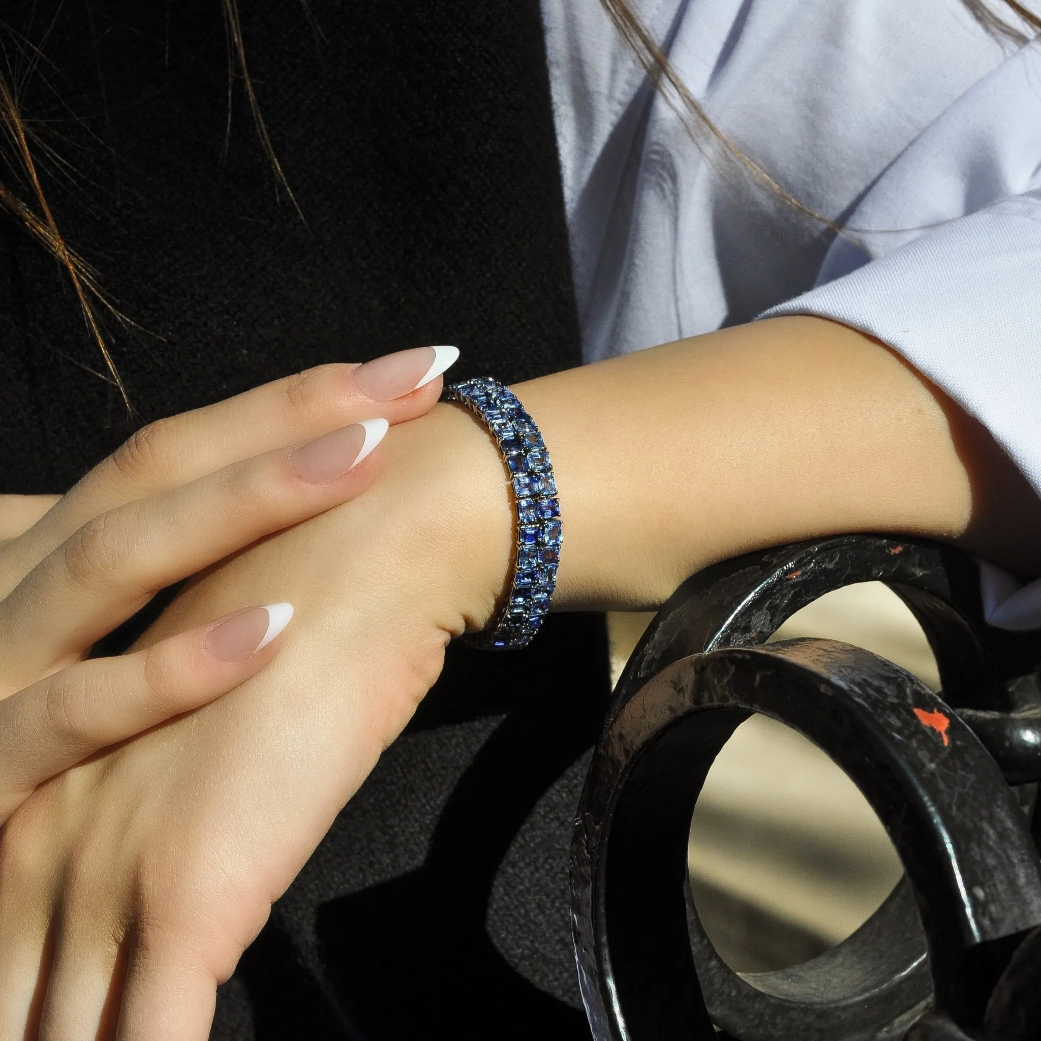 Caspia Double Row Blue Sapphire Bracelet