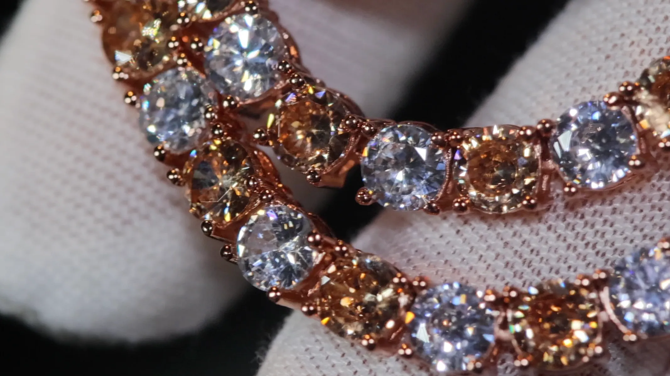 Champagne Diamond Tennis Chain | Rose Gold Diamond Tennis Chain