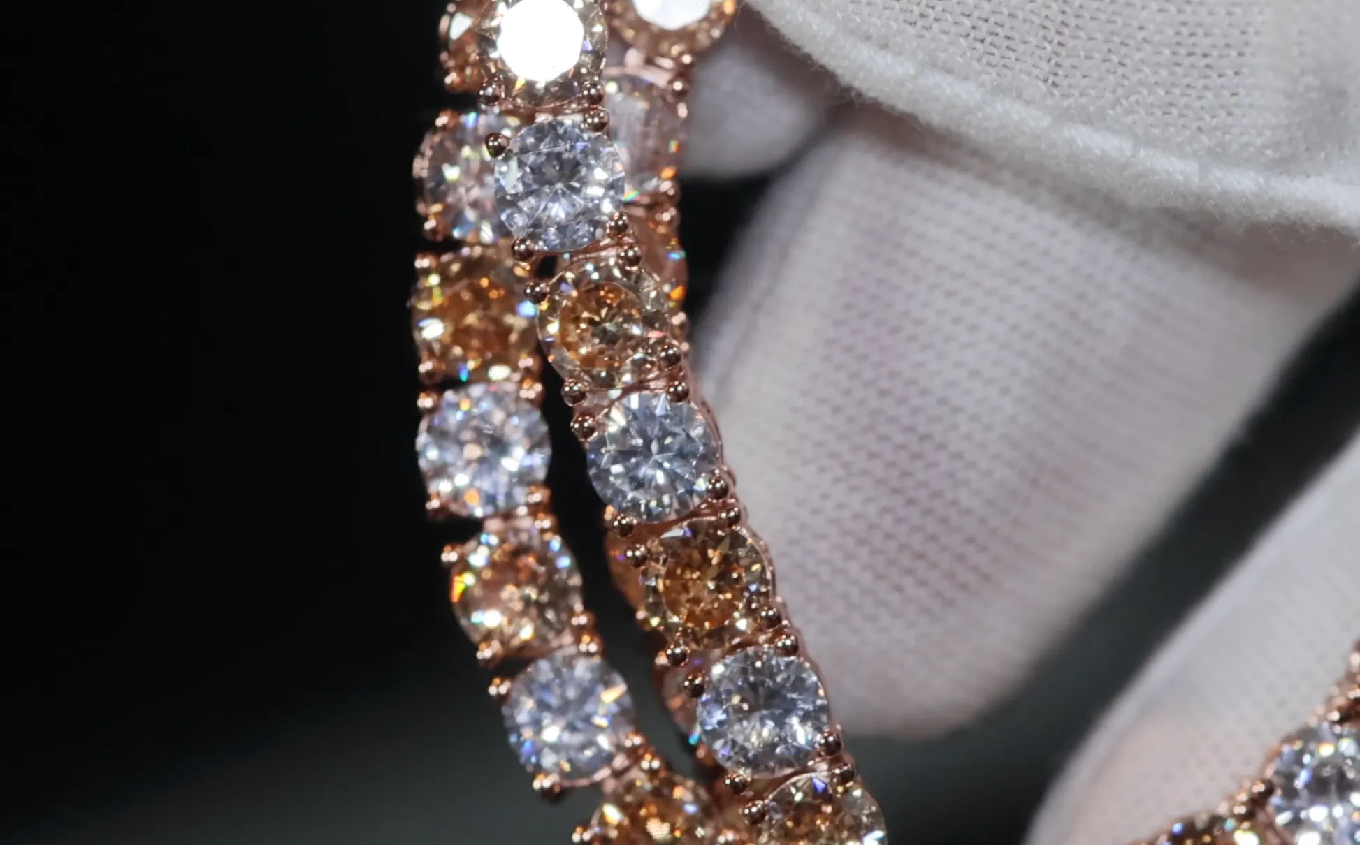 Champagne Diamond Tennis Chain | Rose Gold Diamond Tennis Chain