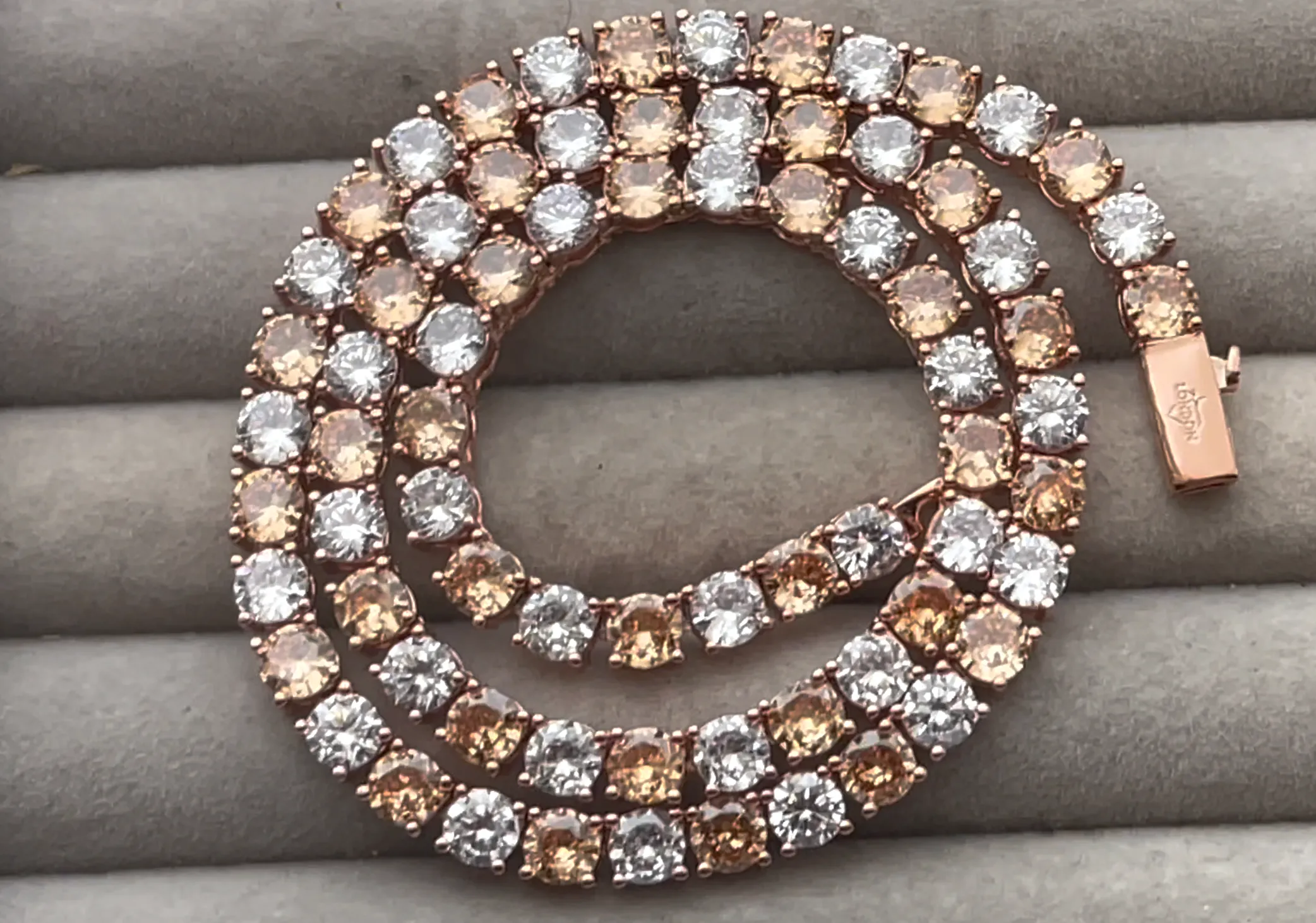 Champagne Diamond Tennis Chain | Rose Gold Diamond Tennis Chain