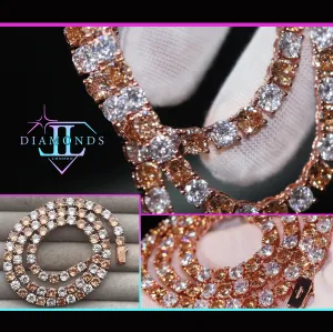 Champagne Diamond Tennis Chain | Rose Gold Diamond Tennis Chain