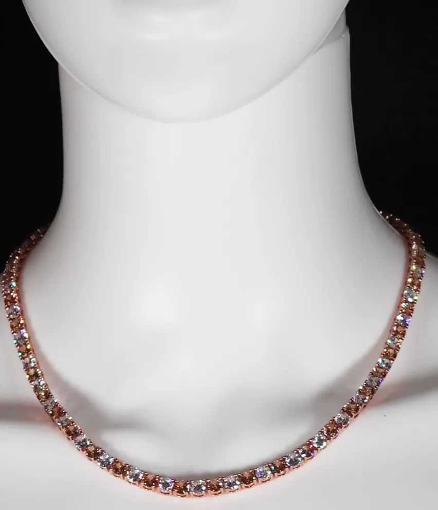 Champagne Diamond Tennis Chain | Rose Gold Diamond Tennis Chain
