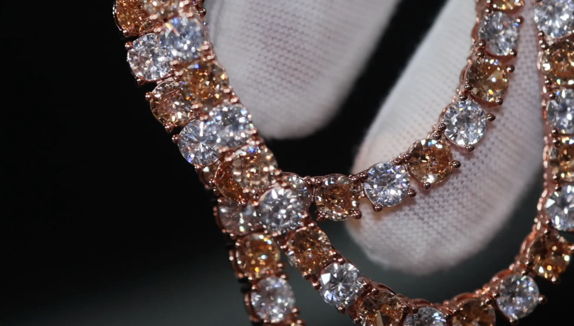 Champagne Diamond Tennis Chain | Rose Gold Diamond Tennis Chain