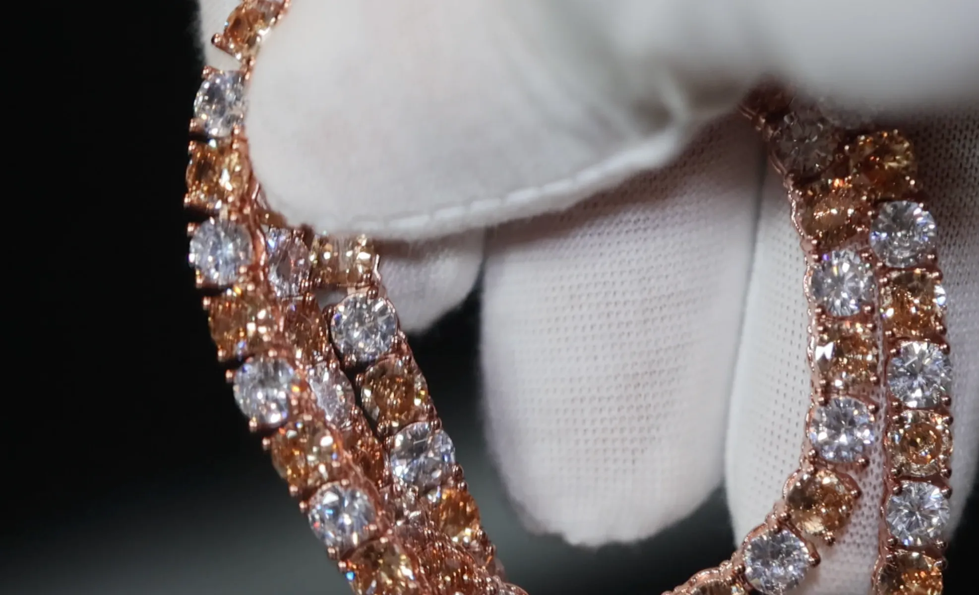 Champagne Diamond Tennis Chain | Rose Gold Diamond Tennis Chain