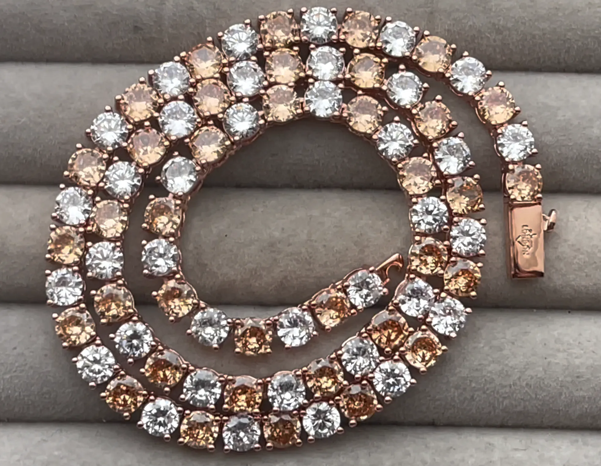 Champagne Diamond Tennis Chain | Rose Gold Diamond Tennis Chain