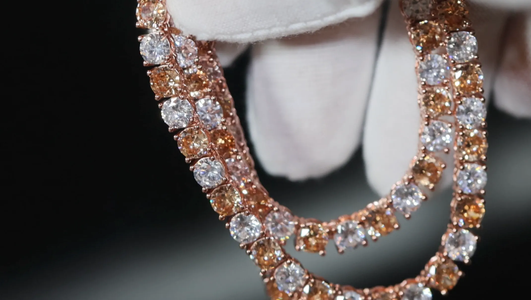 Champagne Diamond Tennis Chain | Rose Gold Diamond Tennis Chain