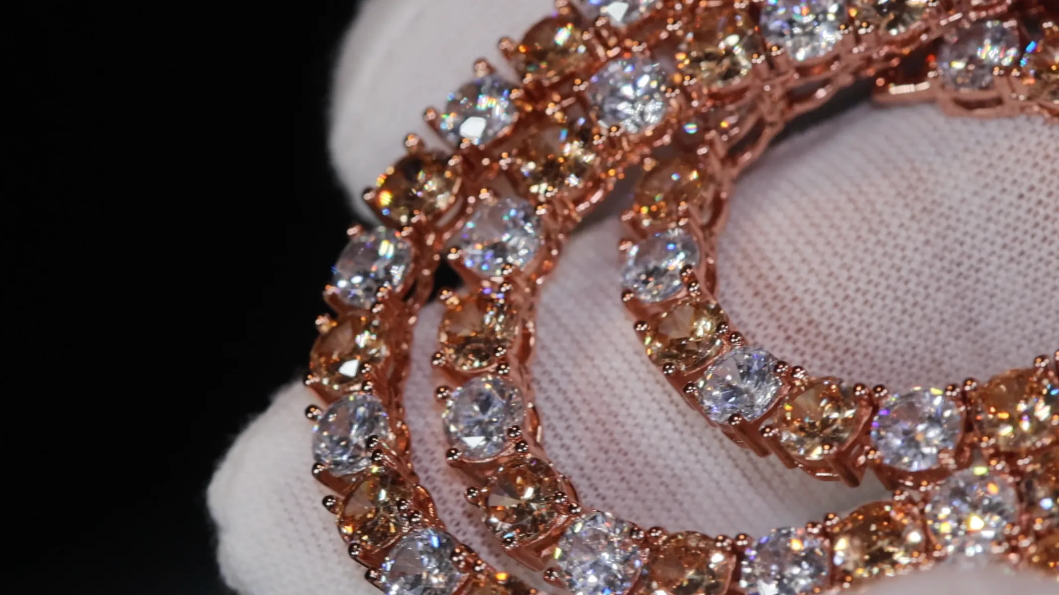 Champagne Diamond Tennis Chain | Rose Gold Diamond Tennis Chain