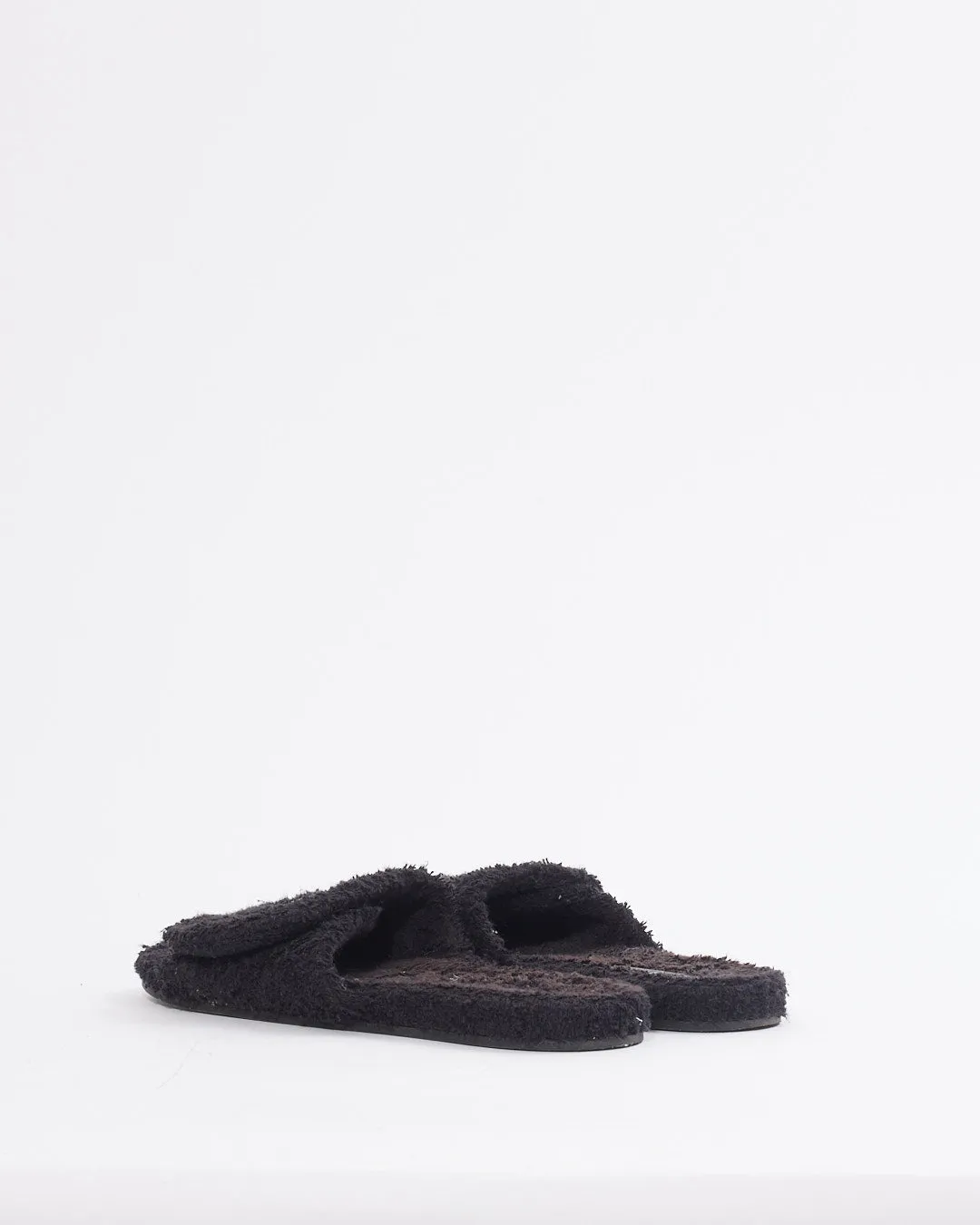 Chanel Black/White Terry Cloth CC Logo Slides - 39