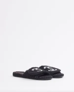 Chanel Black/White Terry Cloth CC Logo Slides - 39