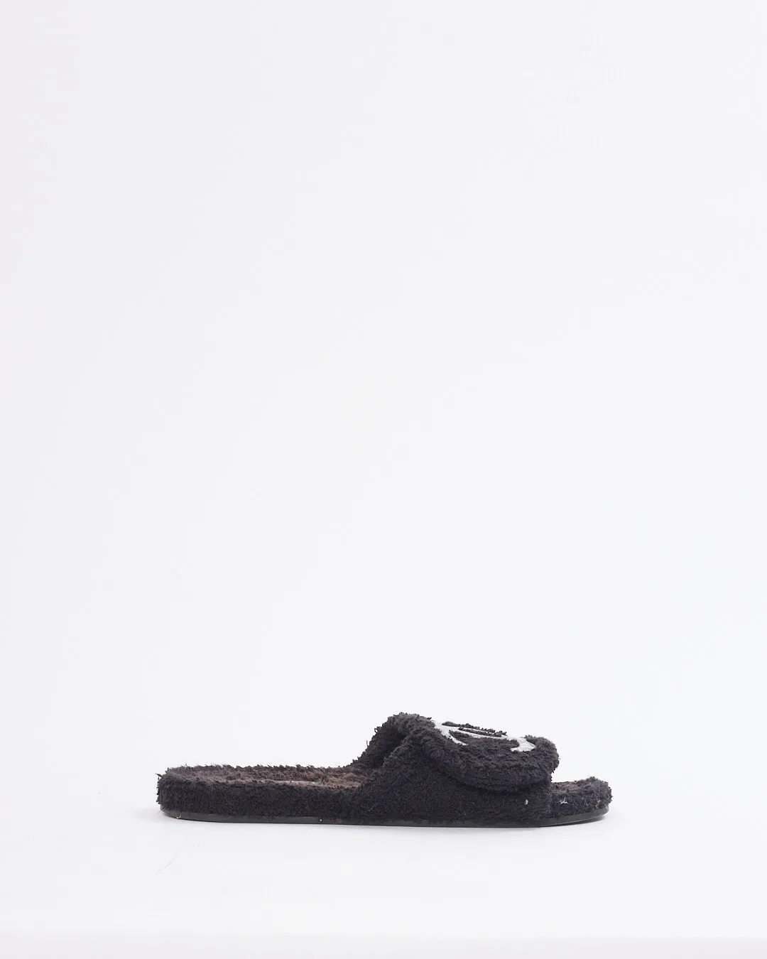 Chanel Black/White Terry Cloth CC Logo Slides - 39