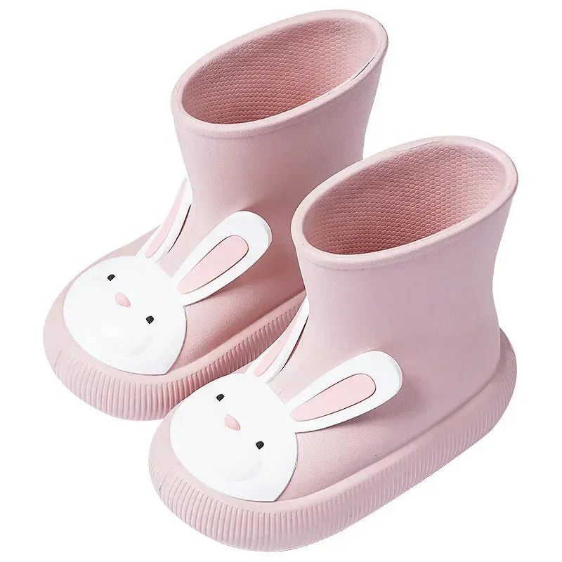 Children Rain Boots Cartoon Rain Shoes Waterproof Boys Girls Non-Slip Rubber Shoes Rabbit Bear Baby Boots