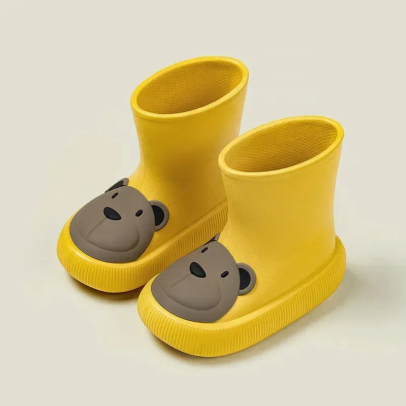 Children Rain Boots Cartoon Rain Shoes Waterproof Boys Girls Non-Slip Rubber Shoes Rabbit Bear Baby Boots