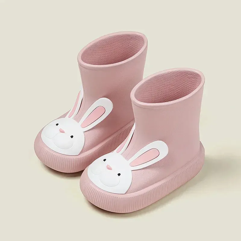 Children Rain Boots Cartoon Rain Shoes Waterproof Boys Girls Non-Slip Rubber Shoes Rabbit Bear Baby Boots
