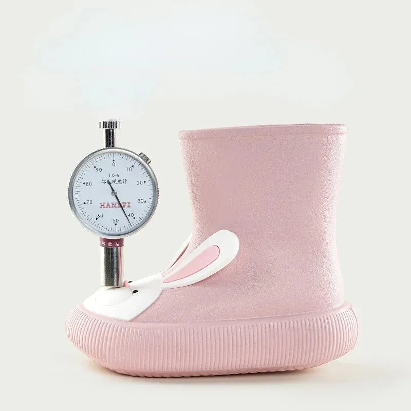 Children Rain Boots Cartoon Rain Shoes Waterproof Boys Girls Non-Slip Rubber Shoes Rabbit Bear Baby Boots