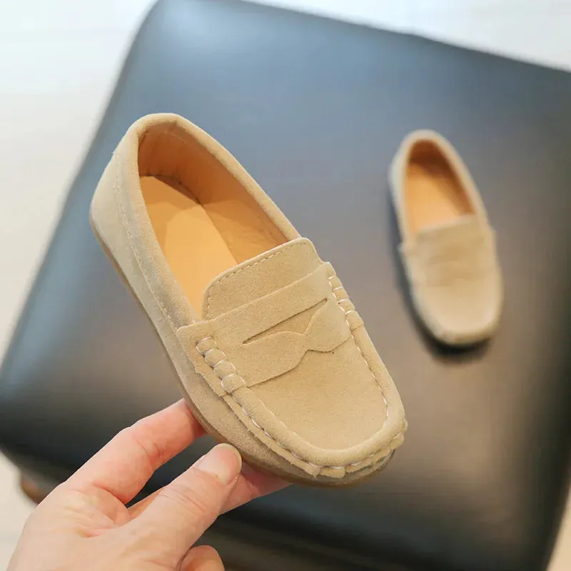Children's Flats Suede Leather Casual Shoes Solid Slip on Boys Shoes Kids Loafers Girls Dress Party Shoe
