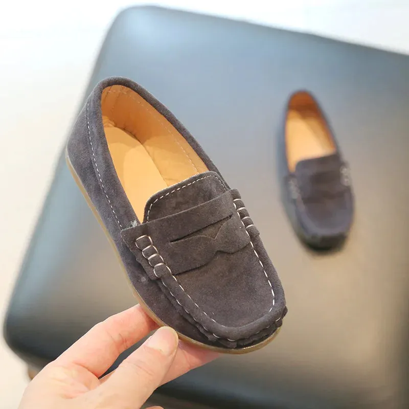 Children's Flats Suede Leather Casual Shoes Solid Slip on Boys Shoes Kids Loafers Girls Dress Party Shoe