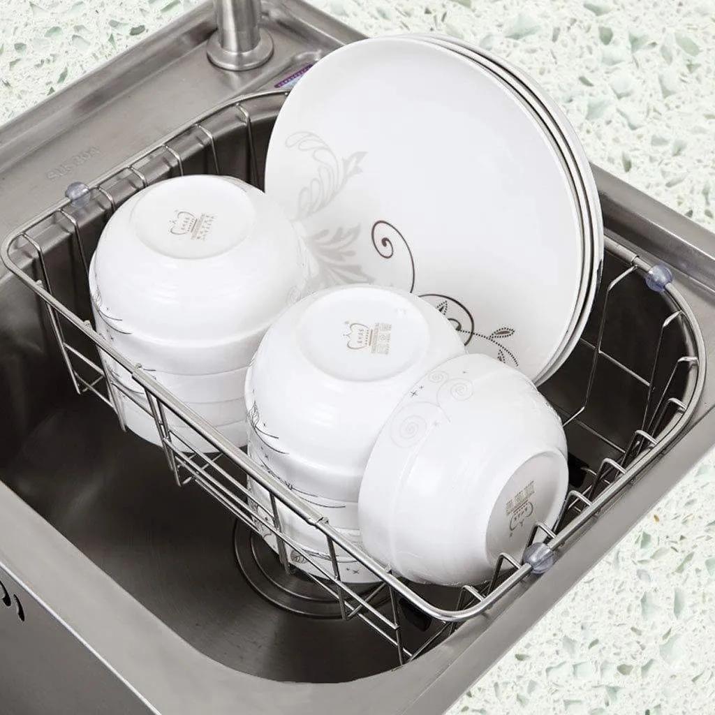 CHX Stainless Steel Sink Drain Dish Rack Retractable Dish Rack Kitchen Pool Storage Hanging Dish Rack Sink Rack CHXSF