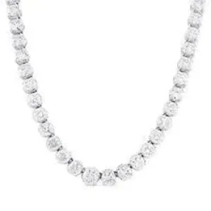 Classy Round Natural Earth Mined Diamond Tennis Necklace