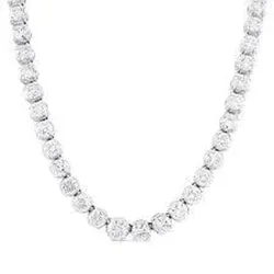 Classy Round Natural Earth Mined Diamond Tennis Necklace