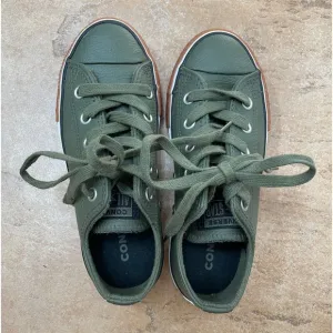 Converse All Star Olive Green Leather Low Top Kids Size 13