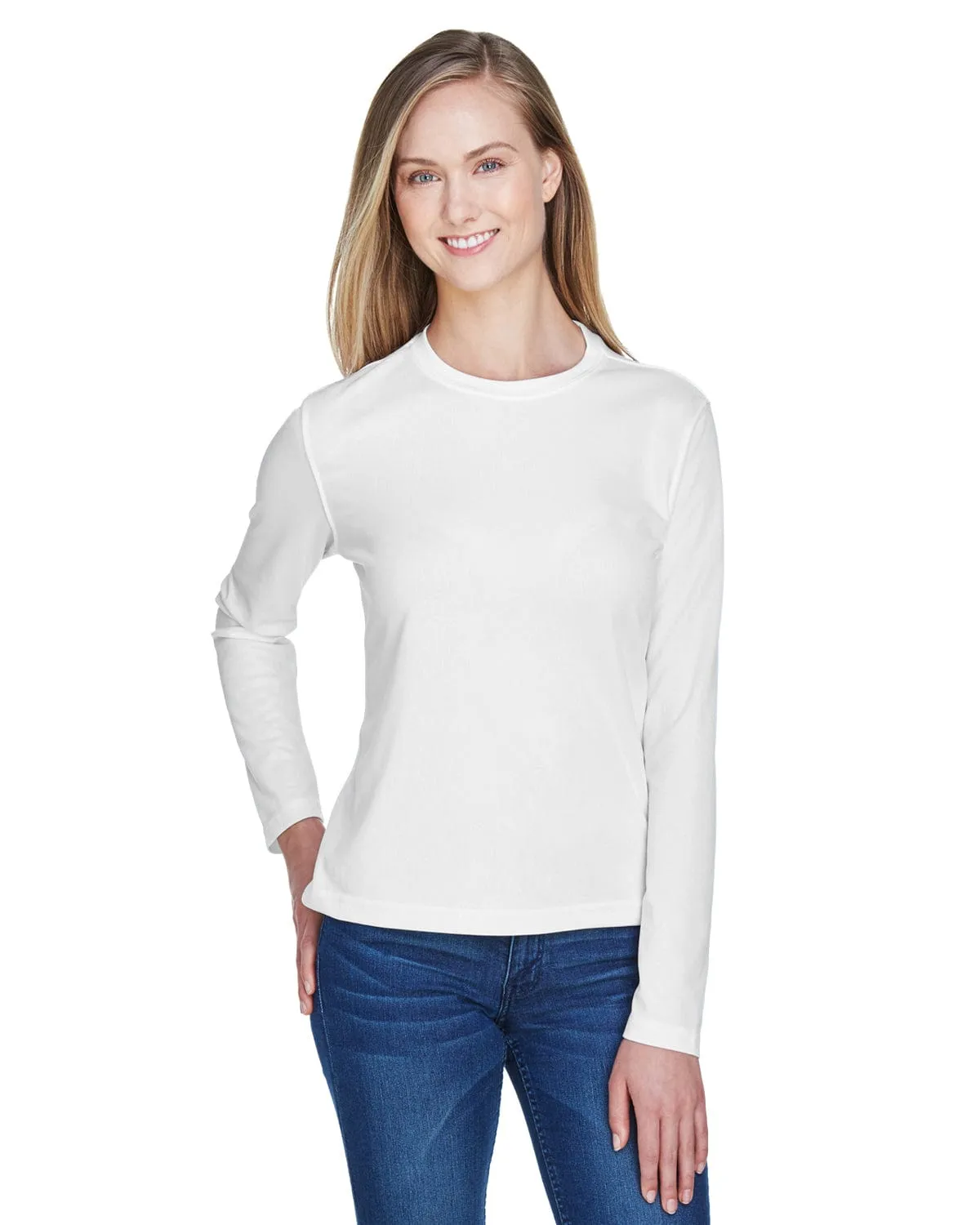 Core 365 Agility Ladies Performance Long Sleeve Pique Crew Neck