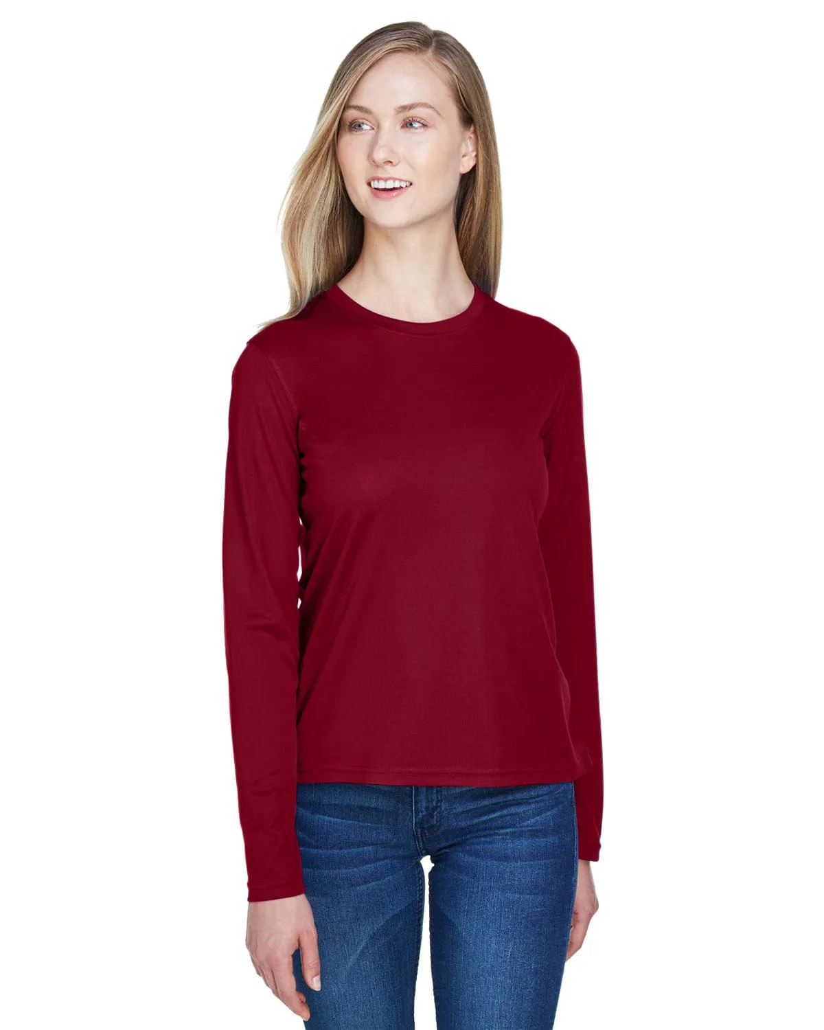 Core 365 Agility Ladies Performance Long Sleeve Pique Crew Neck
