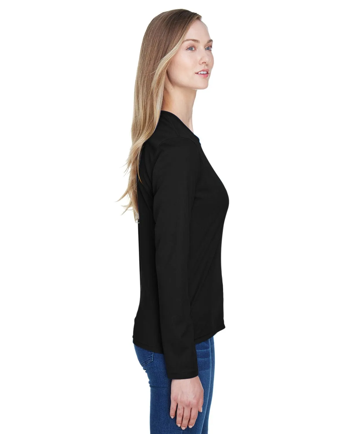 Core 365 Agility Ladies Performance Long Sleeve Pique Crew Neck
