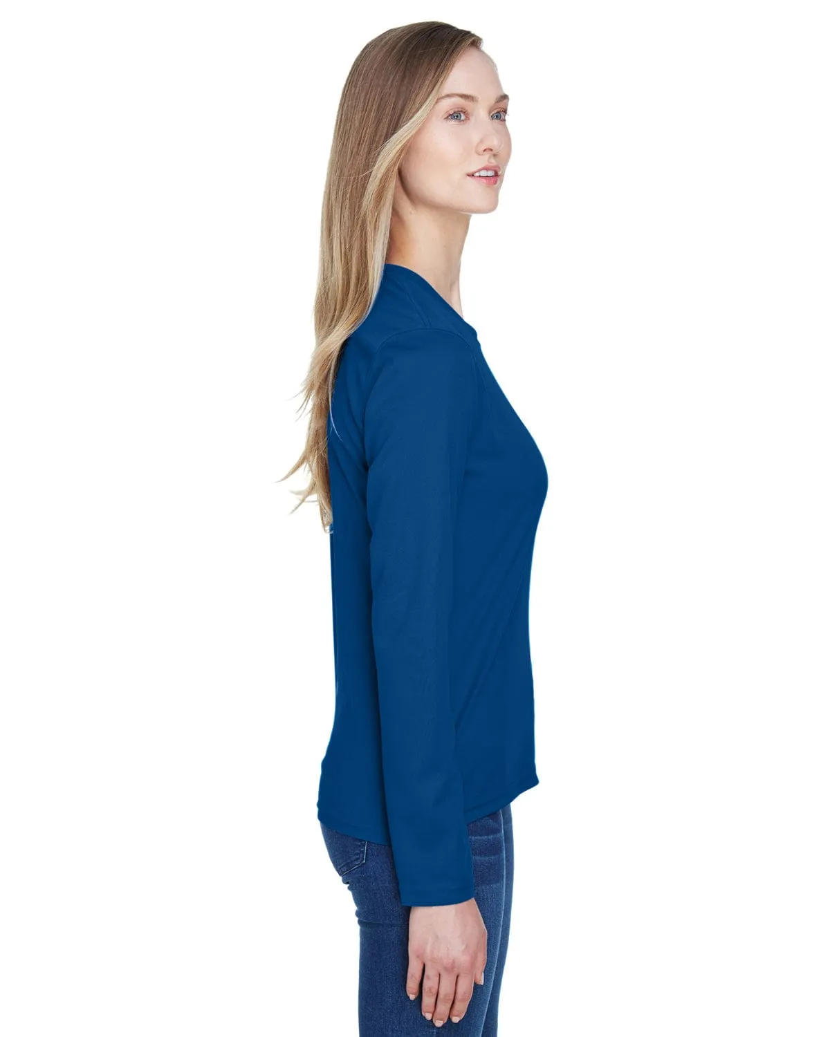 Core 365 Agility Ladies Performance Long Sleeve Pique Crew Neck