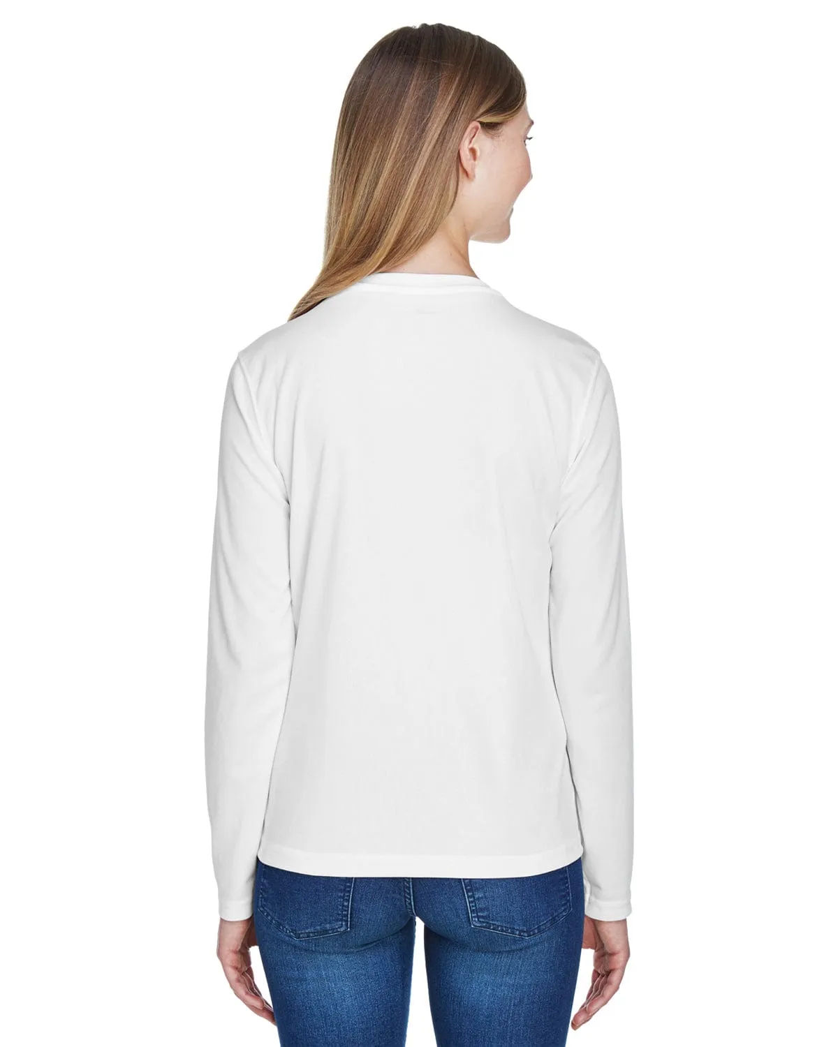 Core 365 Agility Ladies Performance Long Sleeve Pique Crew Neck