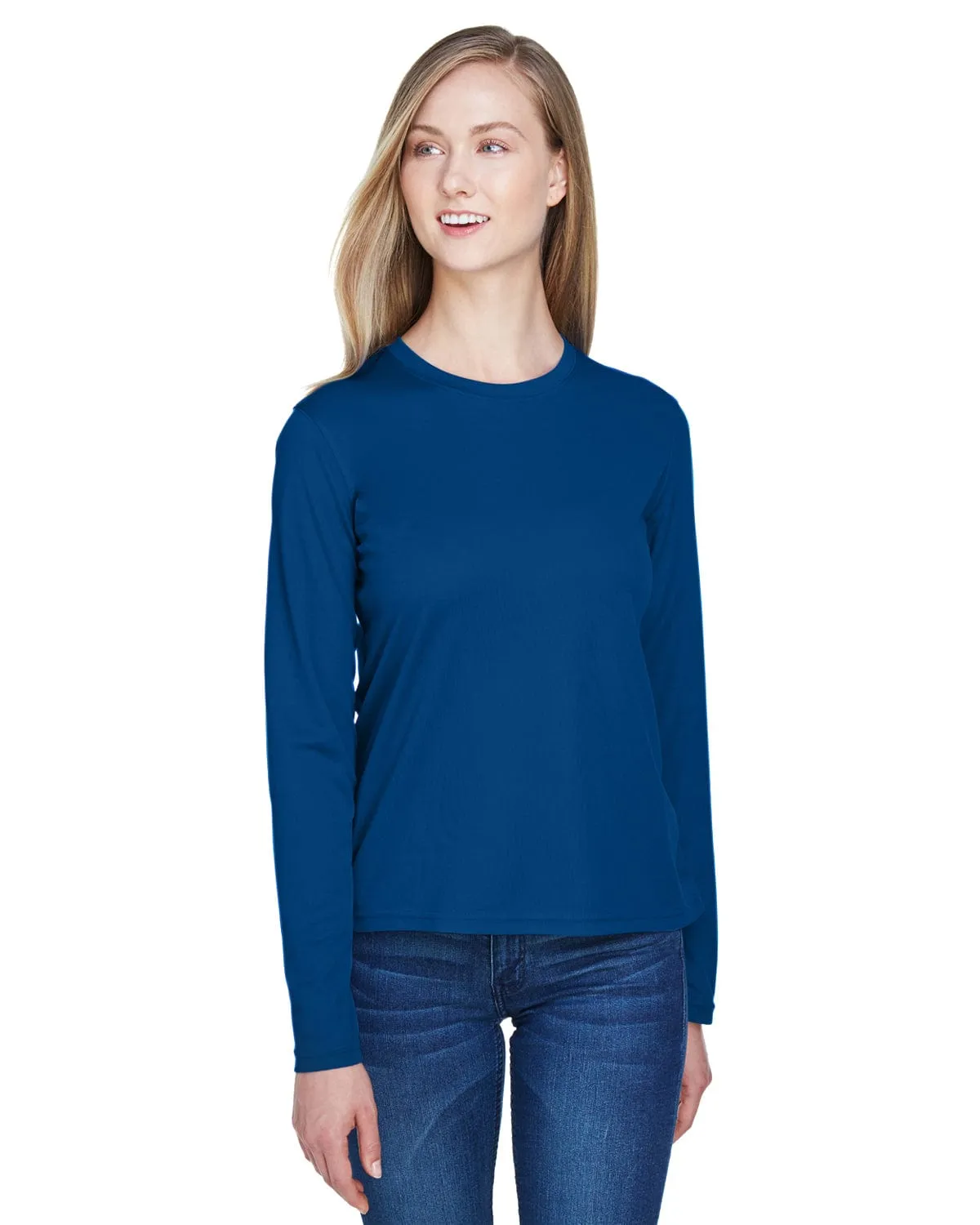 Core 365 Agility Ladies Performance Long Sleeve Pique Crew Neck