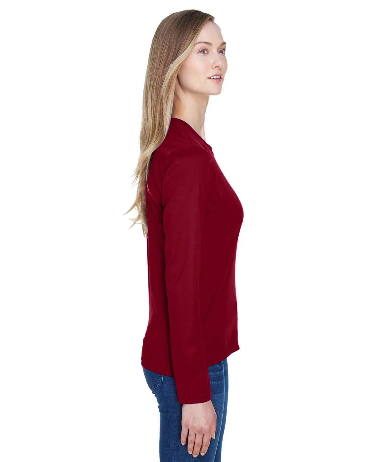 Core 365 Agility Ladies Performance Long Sleeve Pique Crew Neck
