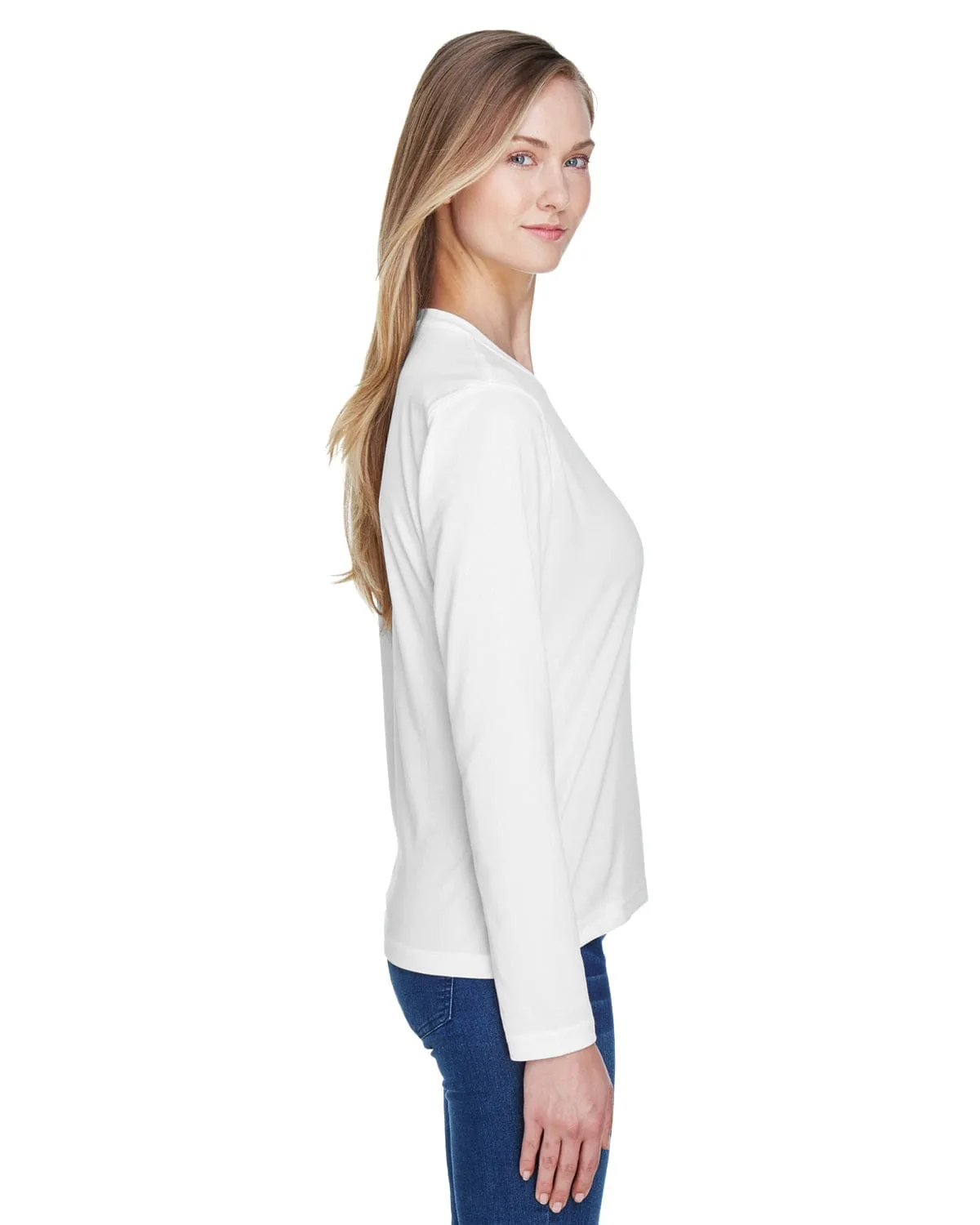 Core 365 Agility Ladies Performance Long Sleeve Pique Crew Neck