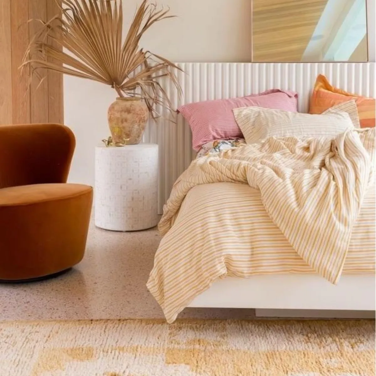 Cotton Duvet Cover - Golden Pinstripe