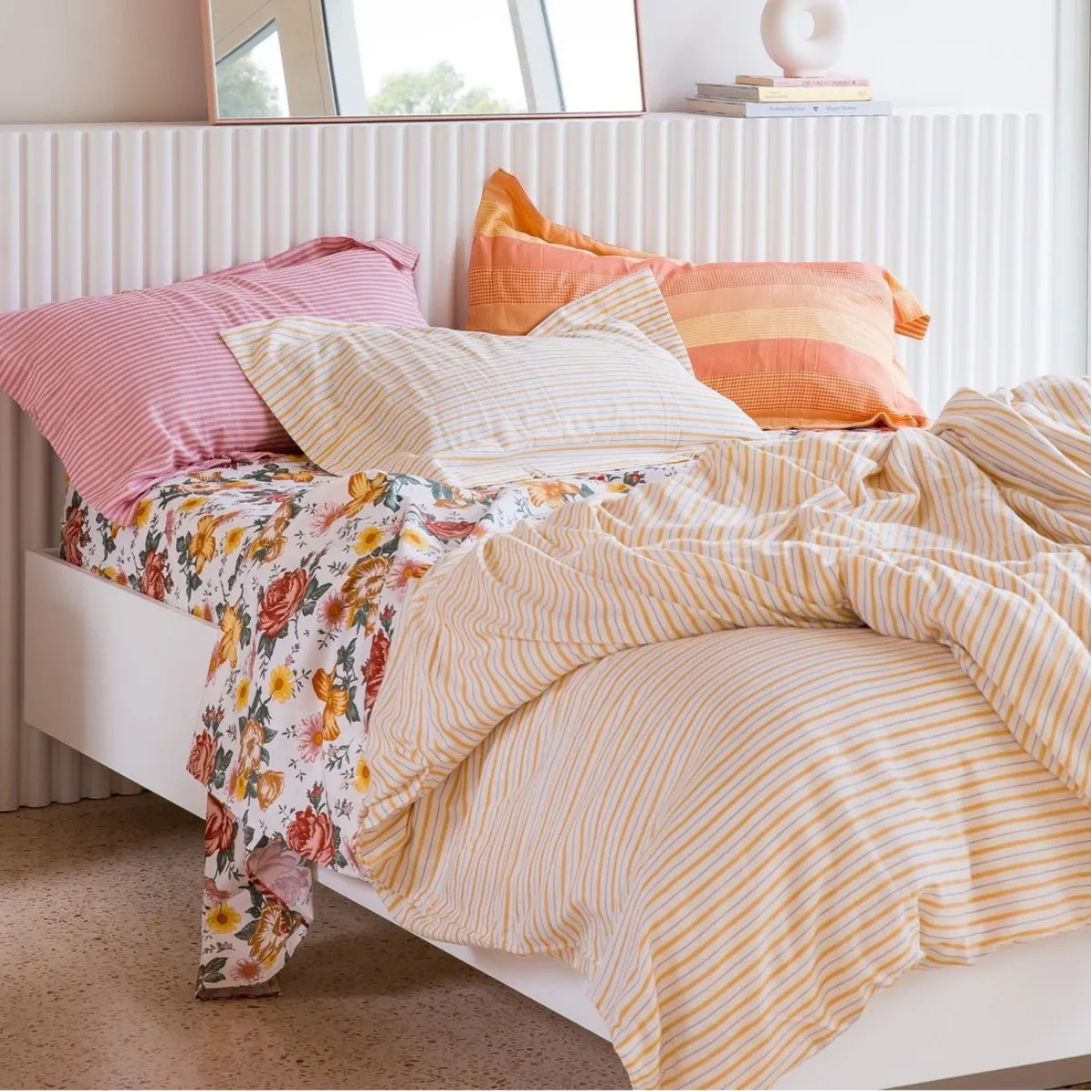 Cotton Duvet Cover - Golden Pinstripe