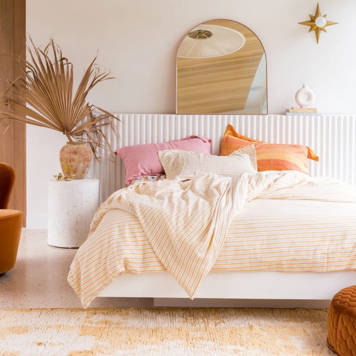 Cotton Duvet Cover - Golden Pinstripe