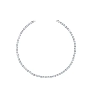 Cubic Zirconia Emerald Cut Tennis Necklace With Box Clasp - Silver White - 45cm