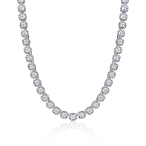 Cushion-Cut Clustered Tennis Chain in White Gold - 7mm