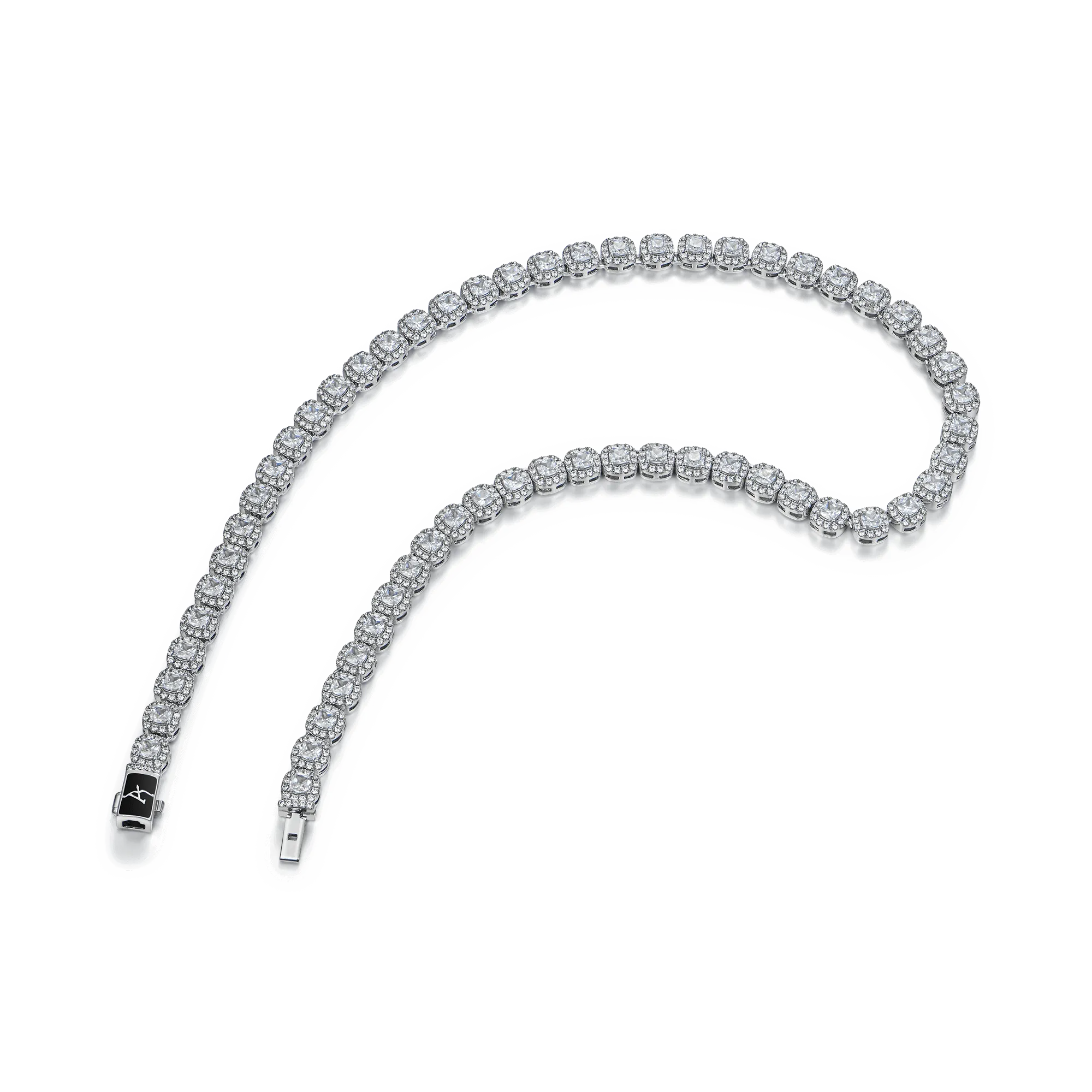 Cushion-Cut Clustered Tennis Chain in White Gold - 7mm