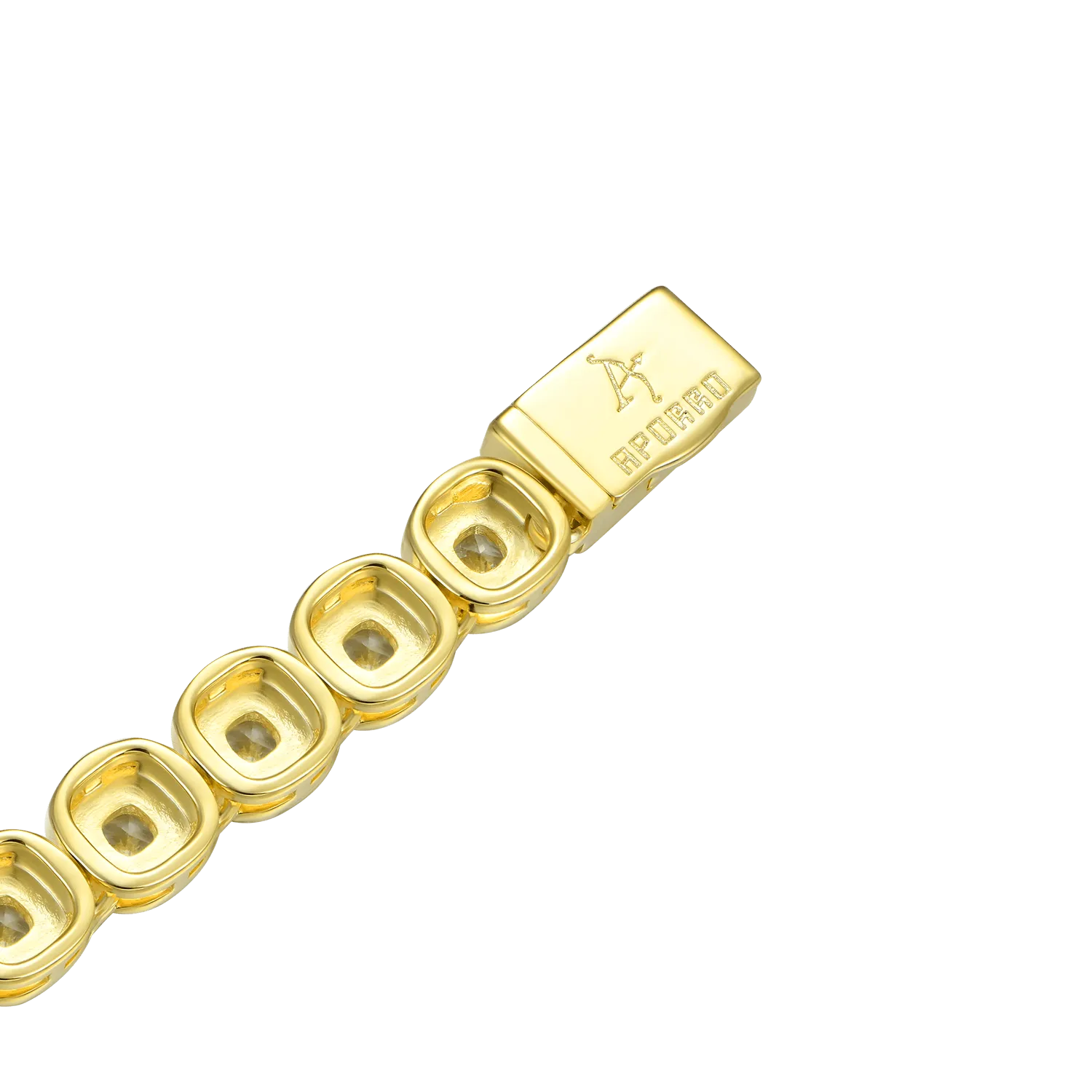 Cushion-Cut Clustered Tennis Chain in Yellow Gold - 7mm