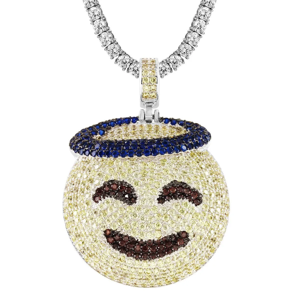 Custom Blessed Sign Emoji Circle Pendant Chain