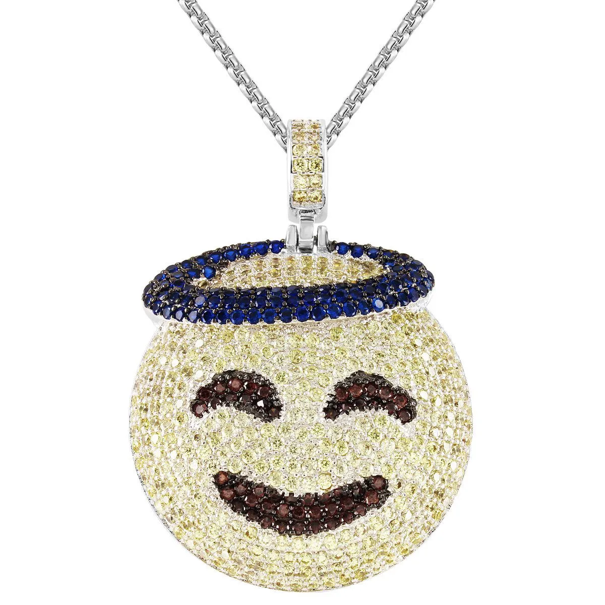 Custom Blessed Sign Emoji Circle Pendant Chain