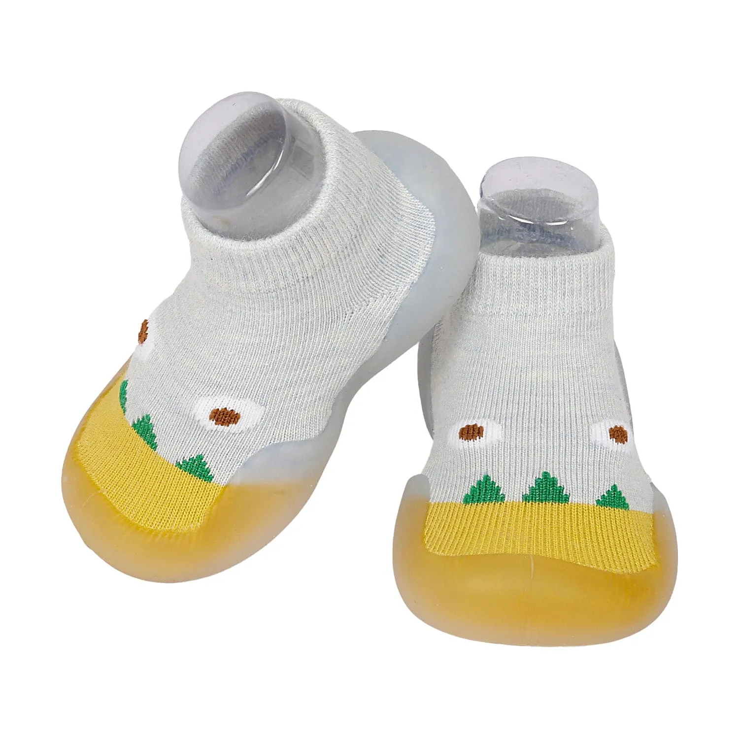 Cute Eye Anti-Skid Slip-On Rubber Sole Shoes - Grey, Yellow