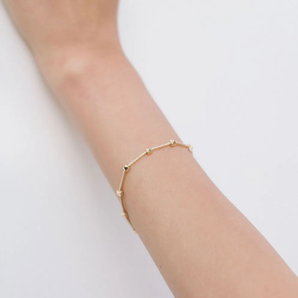 Diamond and Stud Link Bracelet
