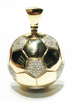 Diamond Half Round Soccer Ball pendant 10K Yellow Gold